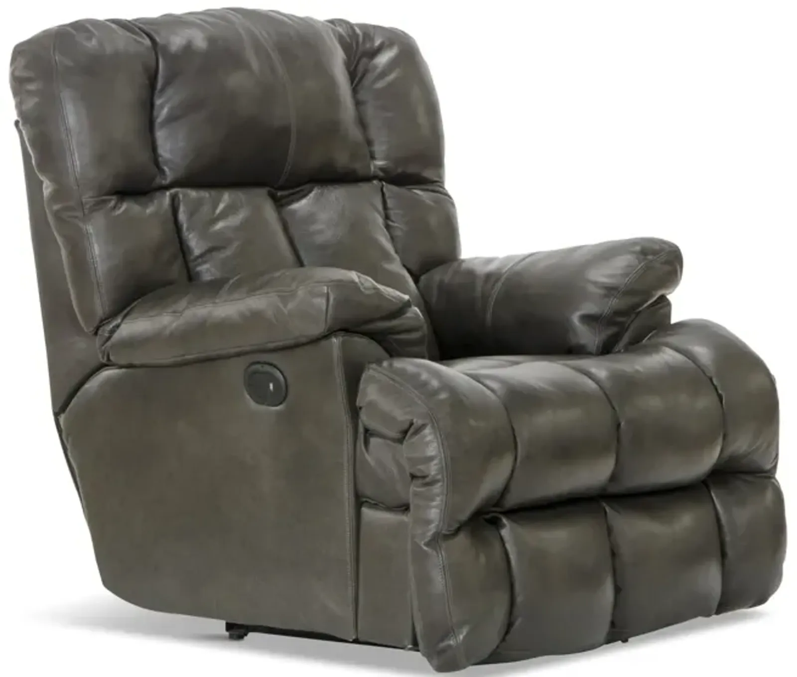 Regula Leather Lay Flat Power Recliner - Steel