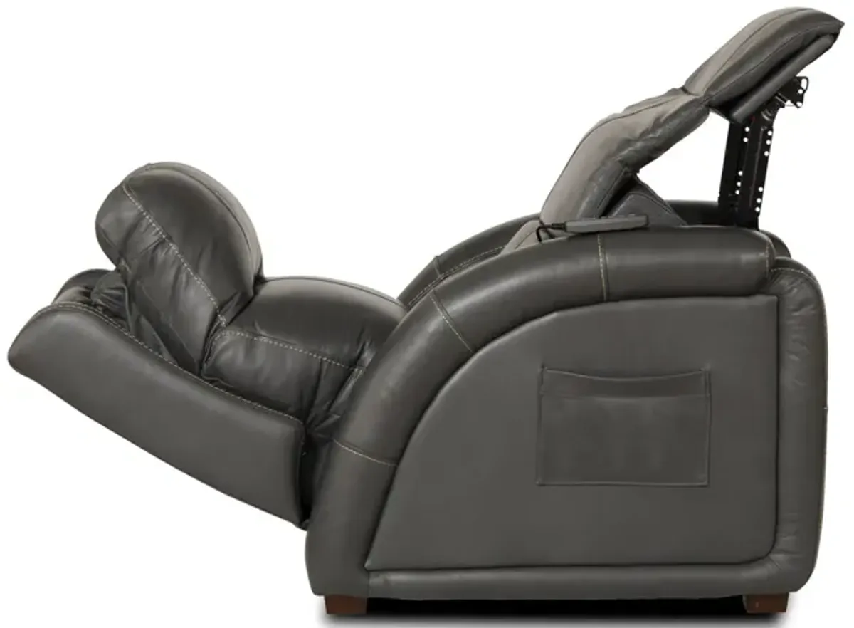 Jetson Zero Gravity Leather Power Recliner - Gunmetal