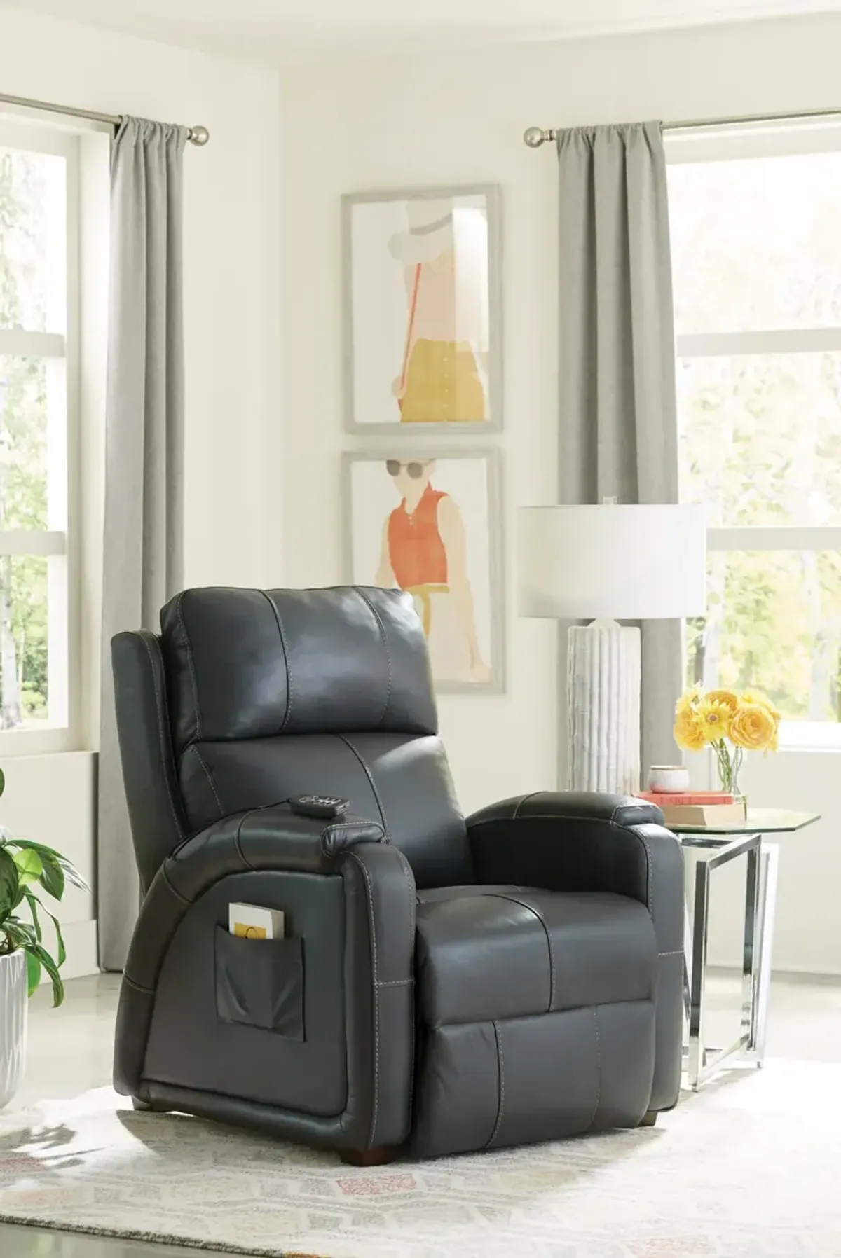 Jetson Zero Gravity Leather Power Recliner - Gunmetal