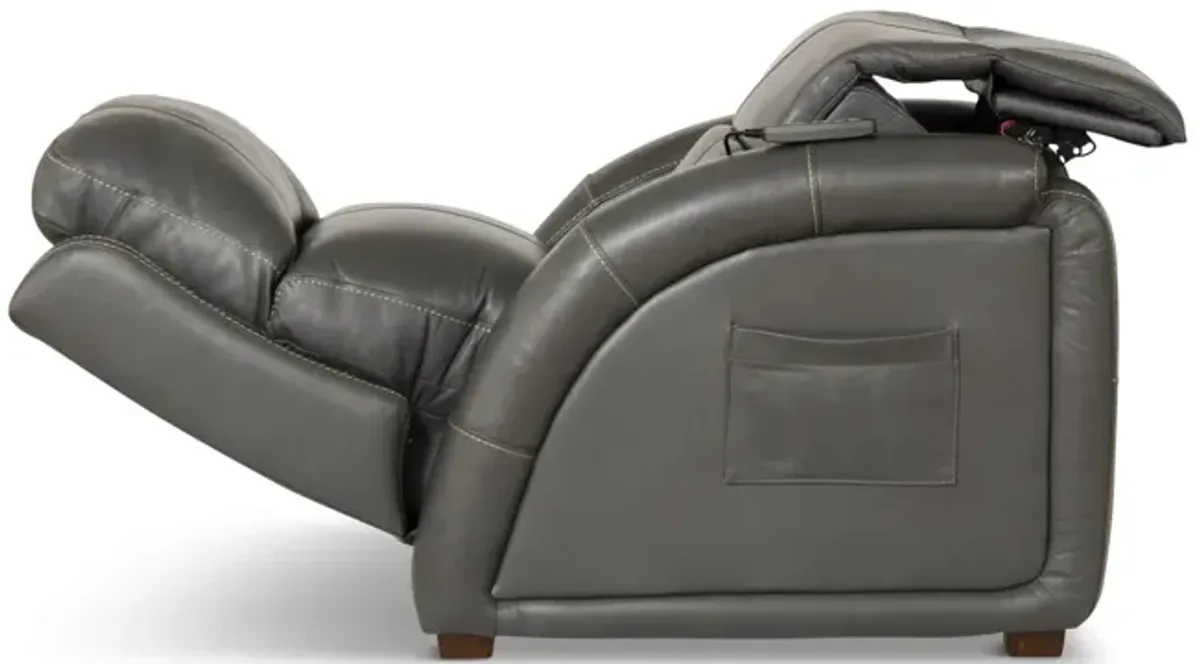 Jetson Zero Gravity Leather Power Recliner - Gunmetal