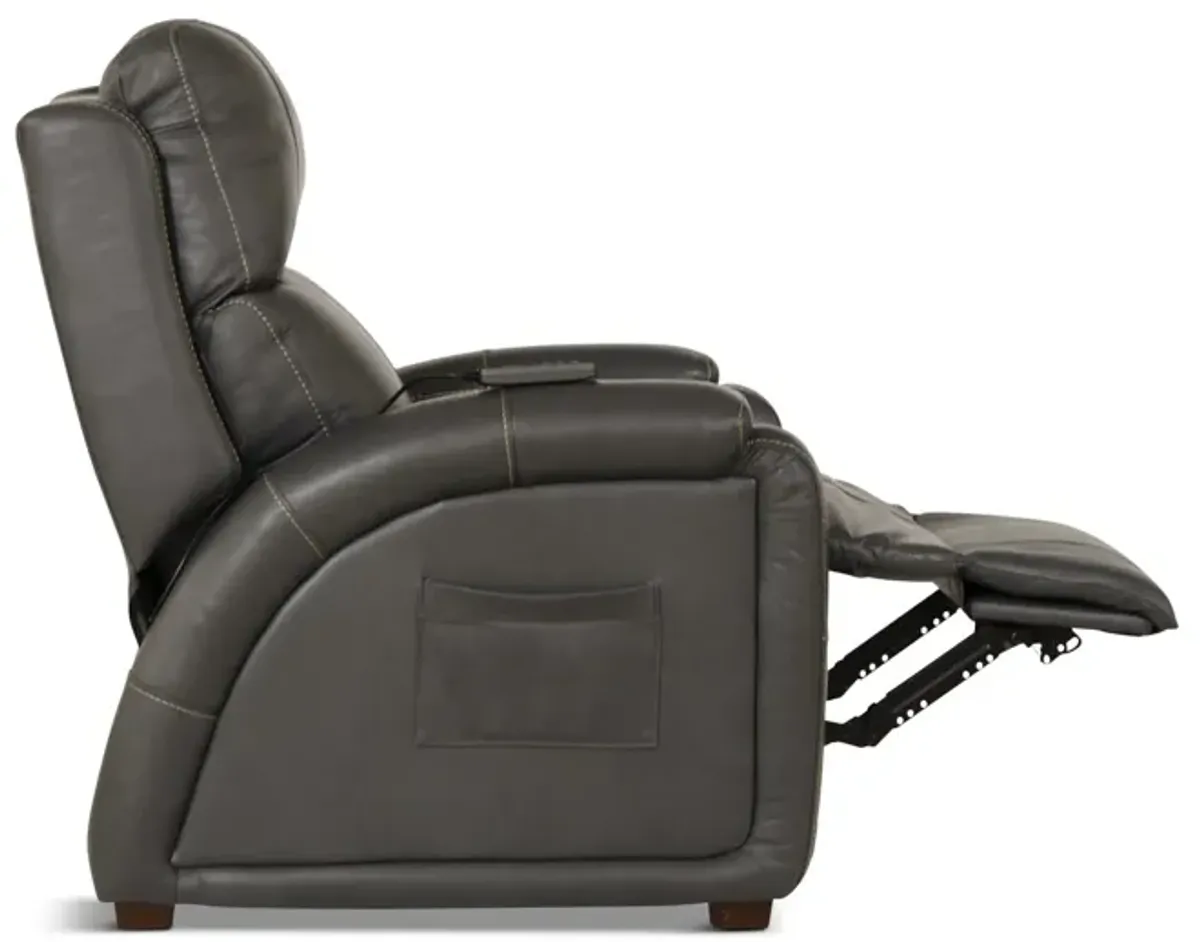 Jetson Zero Gravity Leather Power Recliner - Gunmetal