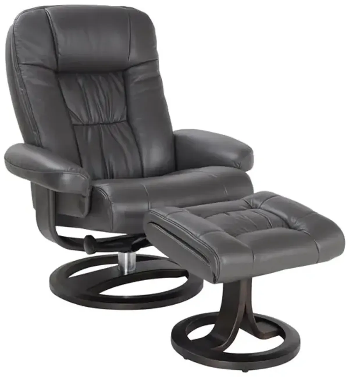 Jock Leather Swivel Recliner With Ottoman - Grey