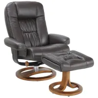 Jock Leather Swivel Recliner With Ottoman - Brown