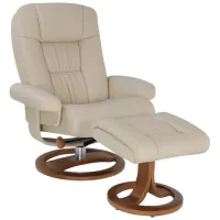 Jock Leather Swivel Recliner With Ottoman - Taupe