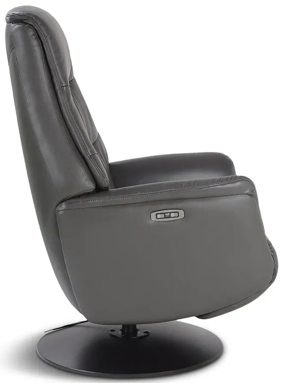 Connor Leather Zero Gravity Power Swivel Recliner - Grey