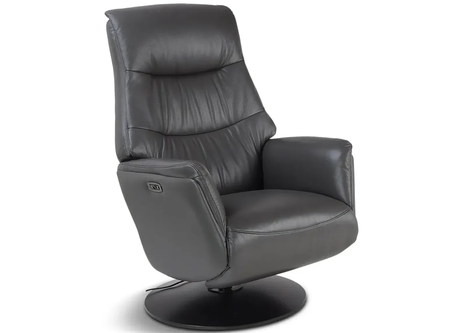 Connor Leather Zero Gravity Power Swivel Recliner - Grey