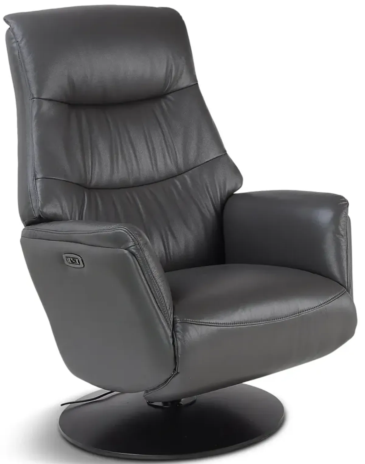 Connor Leather Zero Gravity Power Swivel Recliner - Grey