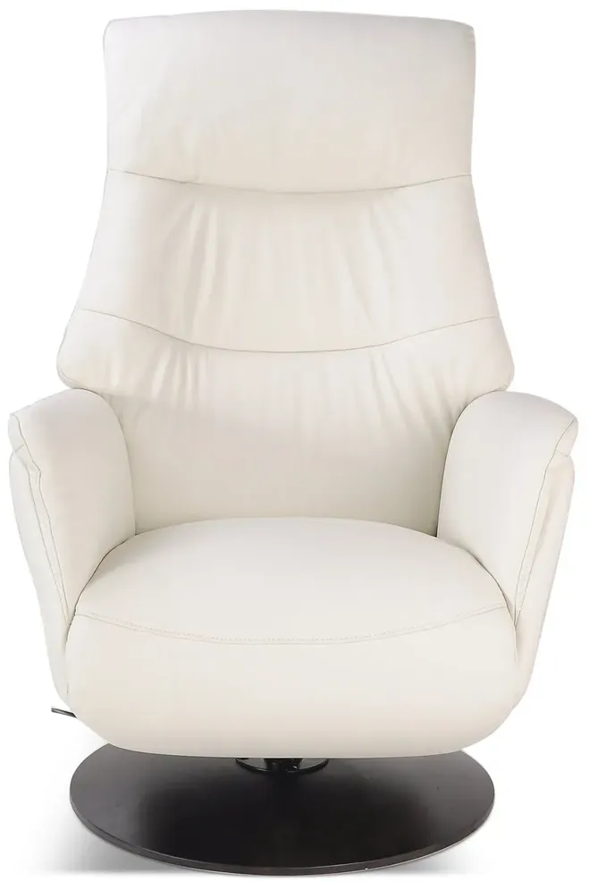 Connor Leather Zero Gravity Power Swivel Recliner - White