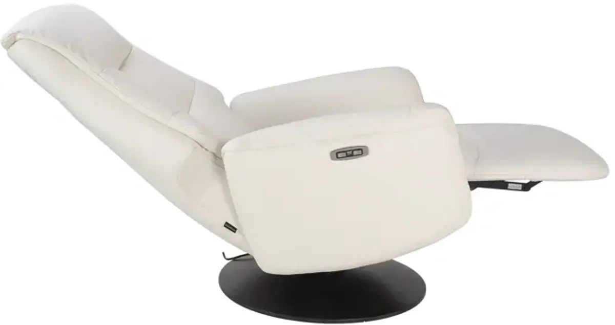 Connor Leather Zero Gravity Power Swivel Recliner - White