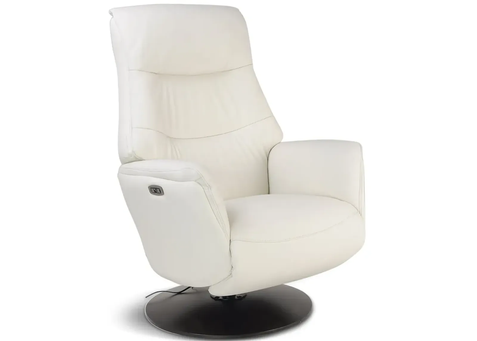 Connor Leather Zero Gravity Power Swivel Recliner - White