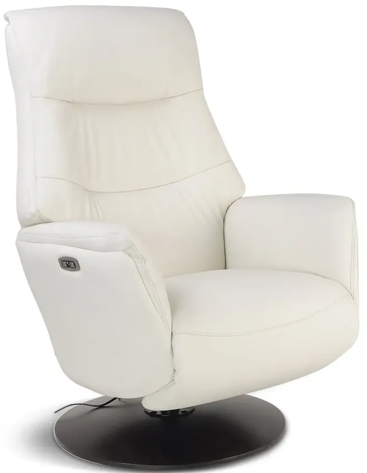 Connor Leather Zero Gravity Power Swivel Recliner - White