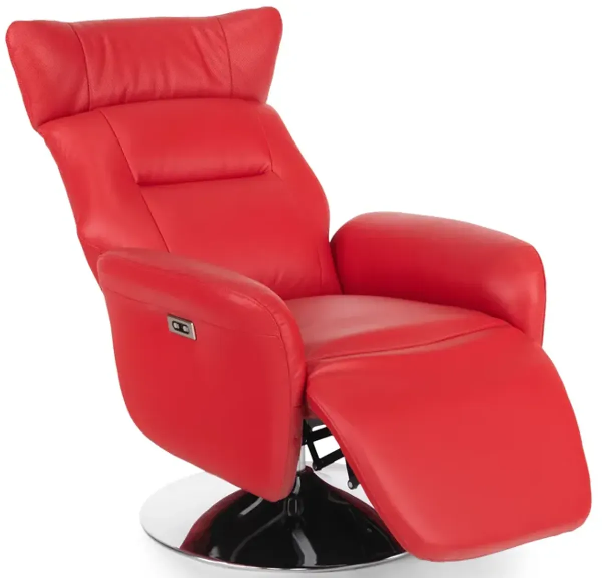 Gladys Leather Power Swivel Recliner - Red