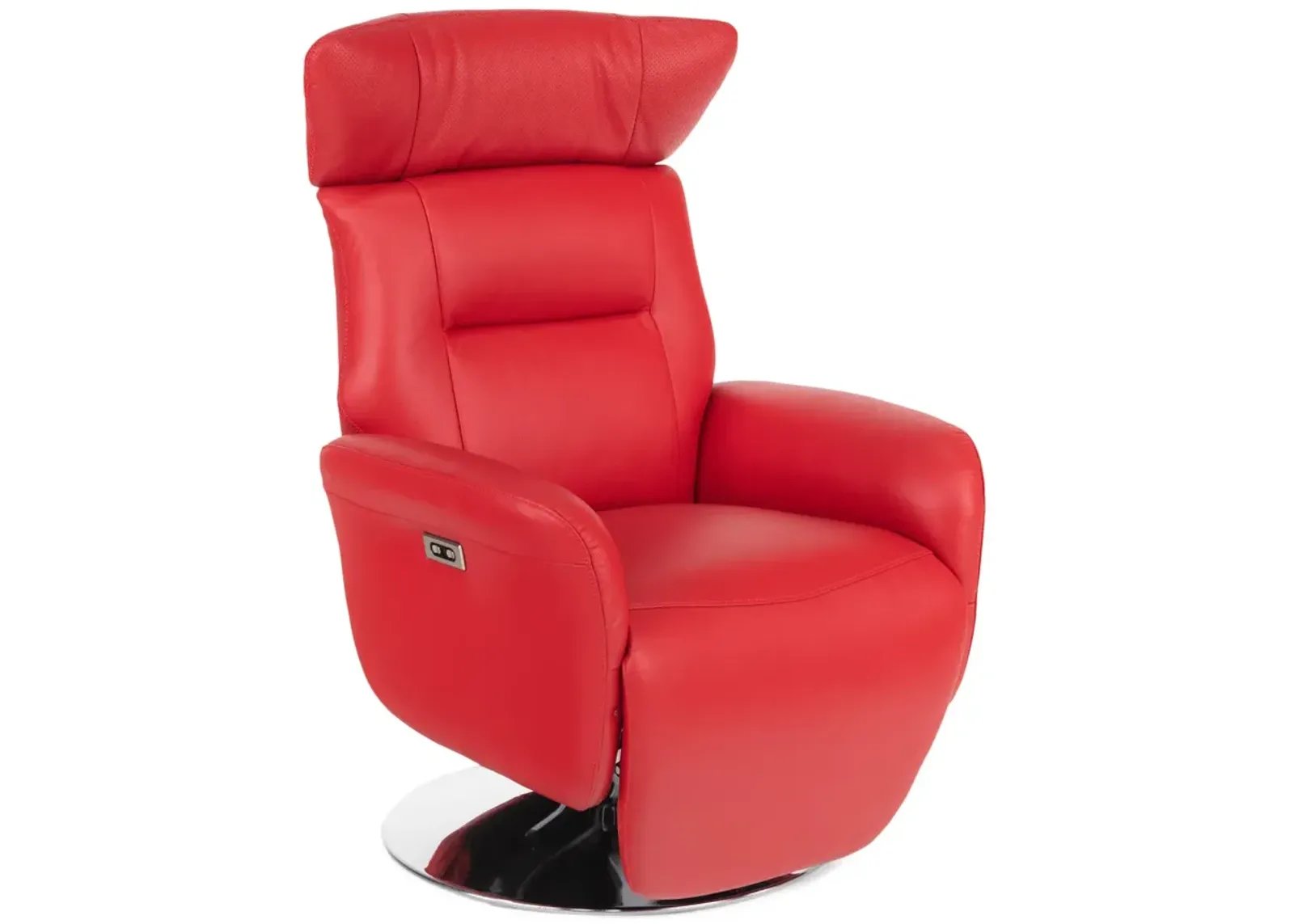 Gladys Leather Power Swivel Recliner - Red