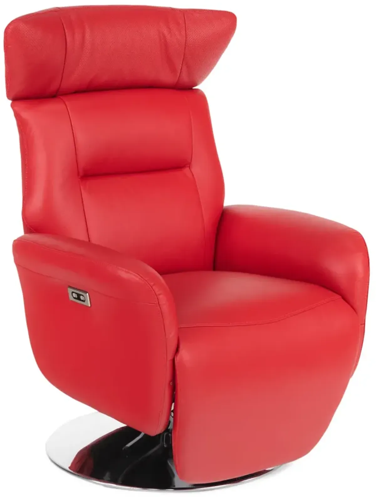 Gladys Leather Power Swivel Recliner - Red