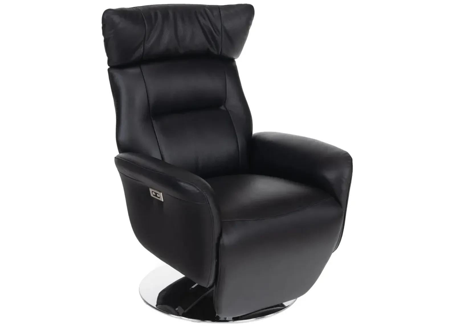 Gladys Leather Power Swivel Recliner - Black