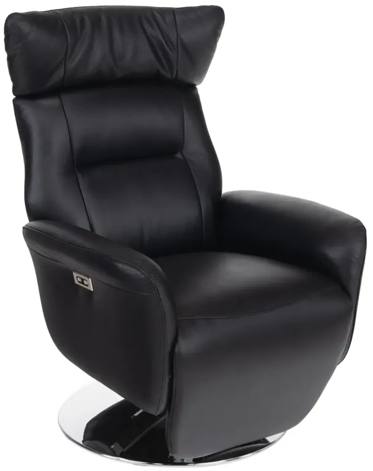 Gladys Leather Power Swivel Recliner - Black