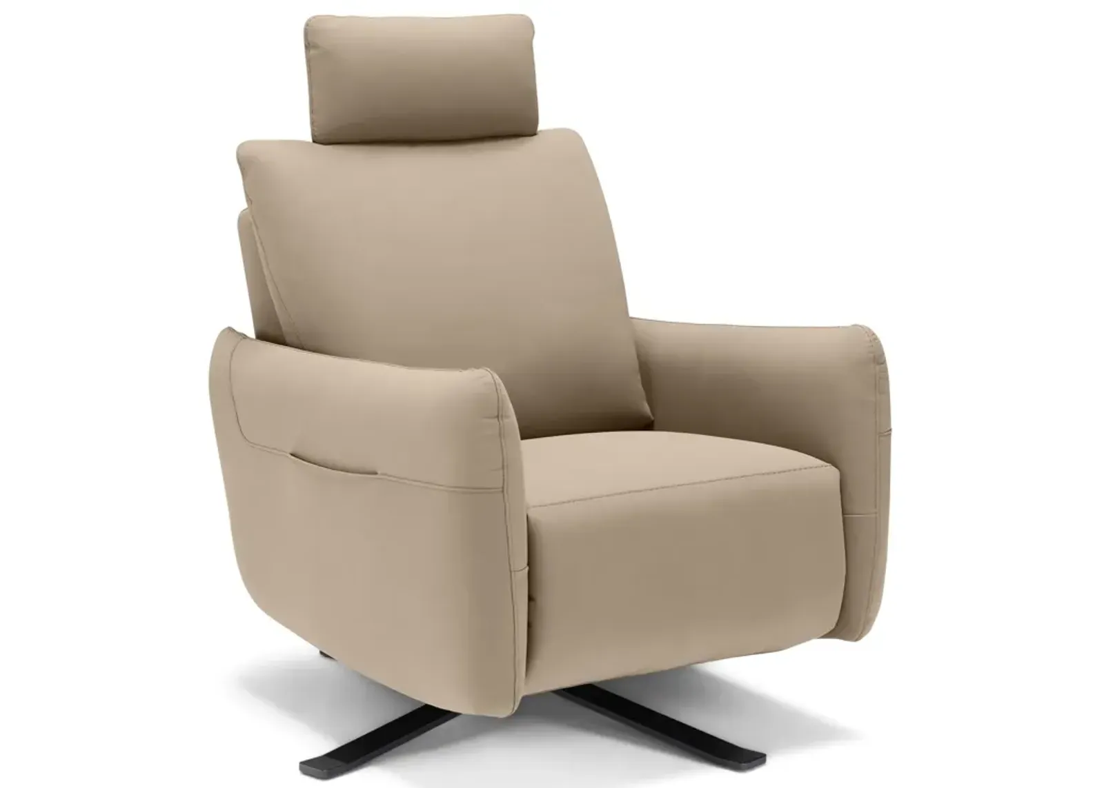 Keta Leather Power Recliner - Taupe