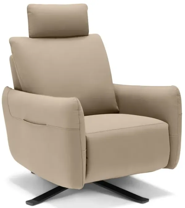 Keta Leather Power Recliner - Taupe