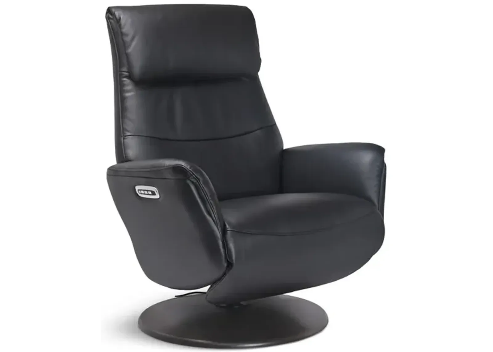 Buster Leather Zero Gravity Power Swivel Recliner - Black