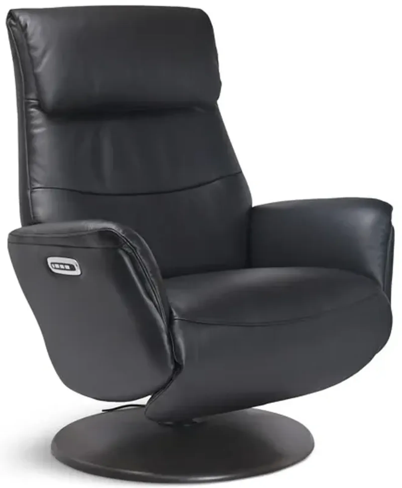 Buster Leather Zero Gravity Power Swivel Recliner - Black