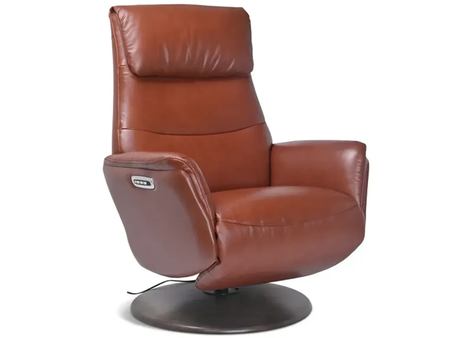 Buster Leather Zero Gravity Power Swivel Recliner - Cognac