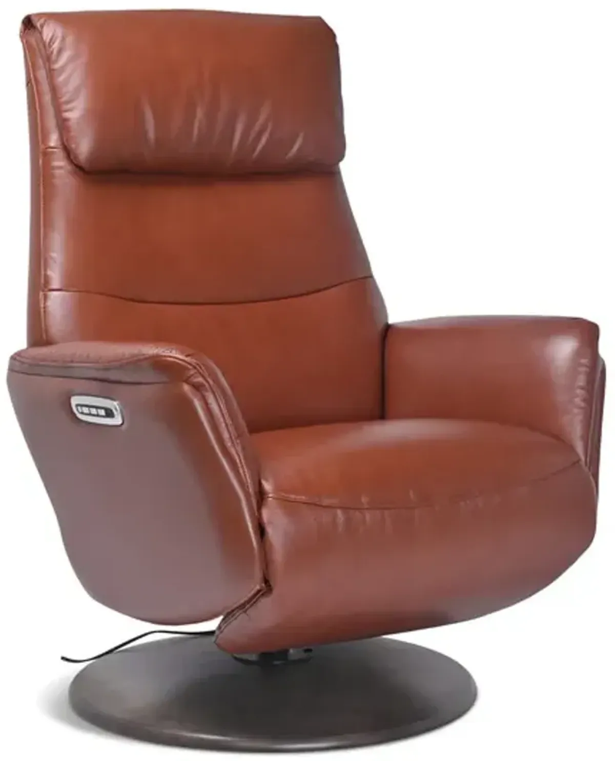 Buster Leather Zero Gravity Power Swivel Recliner - Cognac