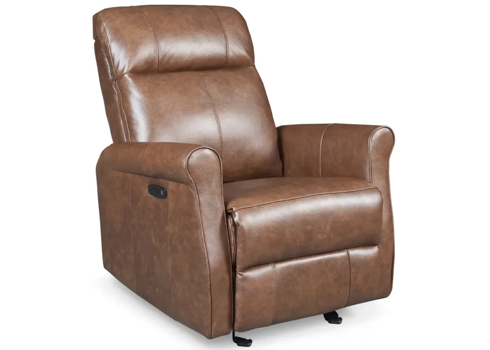 Owen Leather Power Recliner - Lima Teak