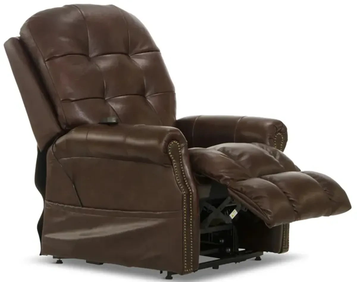 Watt Leather Power  Lay Flat  Lift Chair Recliner - Chocolate