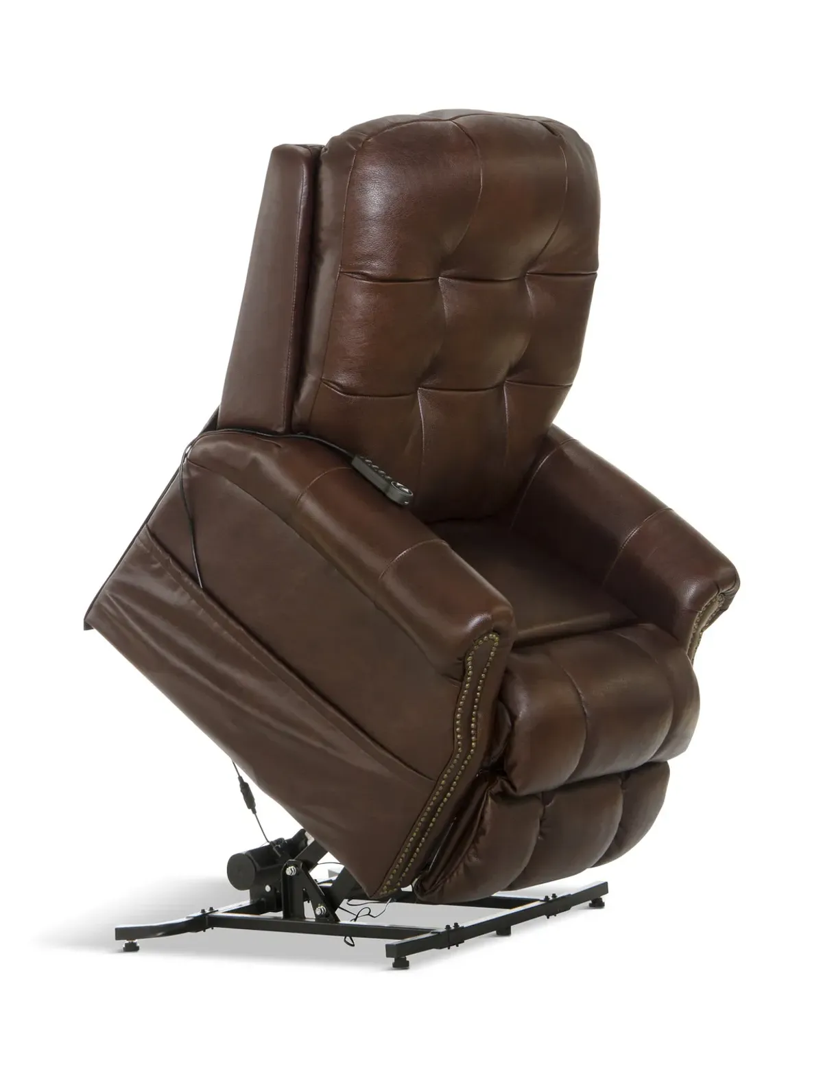 Watt Leather Power  Lay Flat  Lift Chair Recliner - Walnut