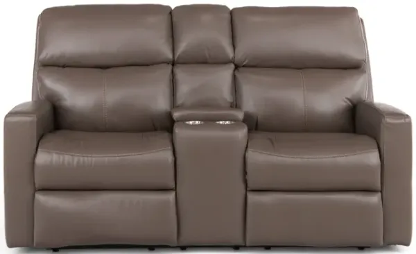 Score Leather Loveseat With Console