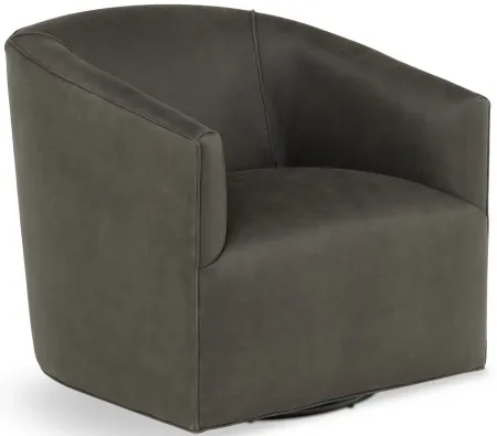 Fame Leather Swivel Chair - Charcoal