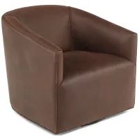 Fame Leather Swivel Chair - Fudge