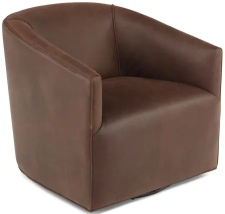 Fame Leather Swivel Chair - Fudge