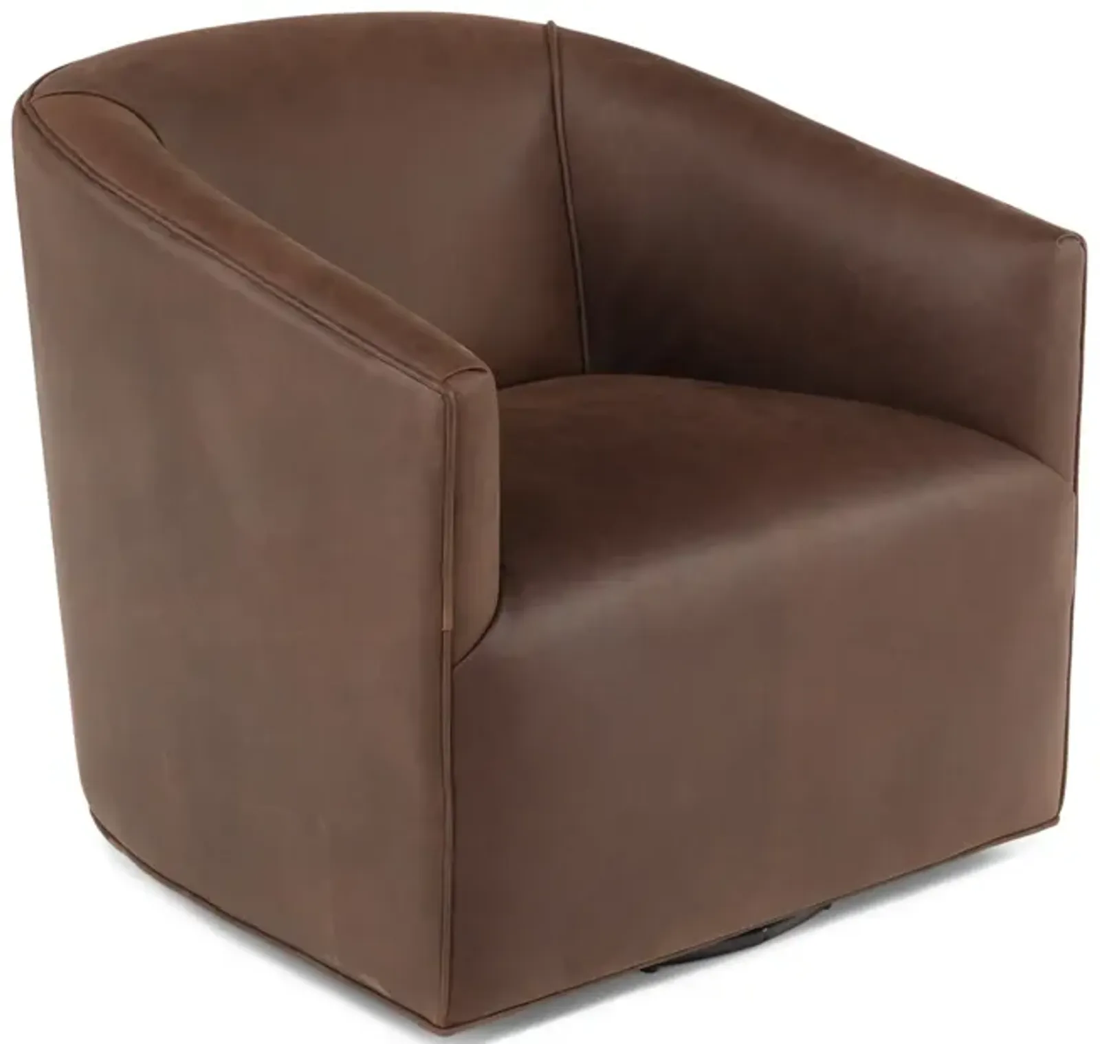 Fame Leather Swivel Chair - Fudge