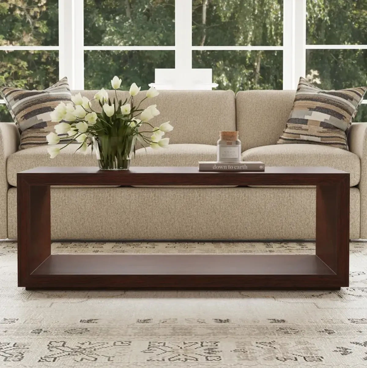 Waterfall Rectangular Coffee Table With Casters