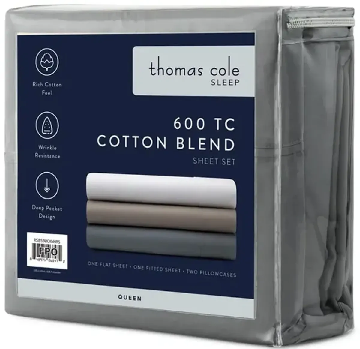Cotton Rich Twin Sheet Set - Slate