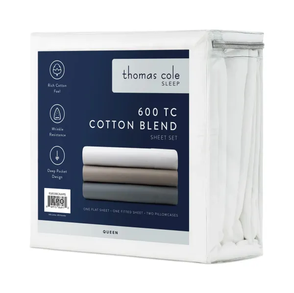 Cotton Rich Twin Sheet Set - White