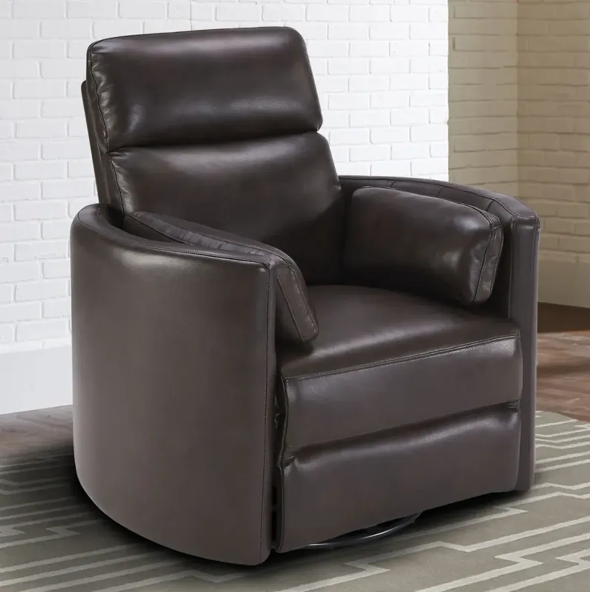 Stuart Leather Power Swivel Recliner - Brown