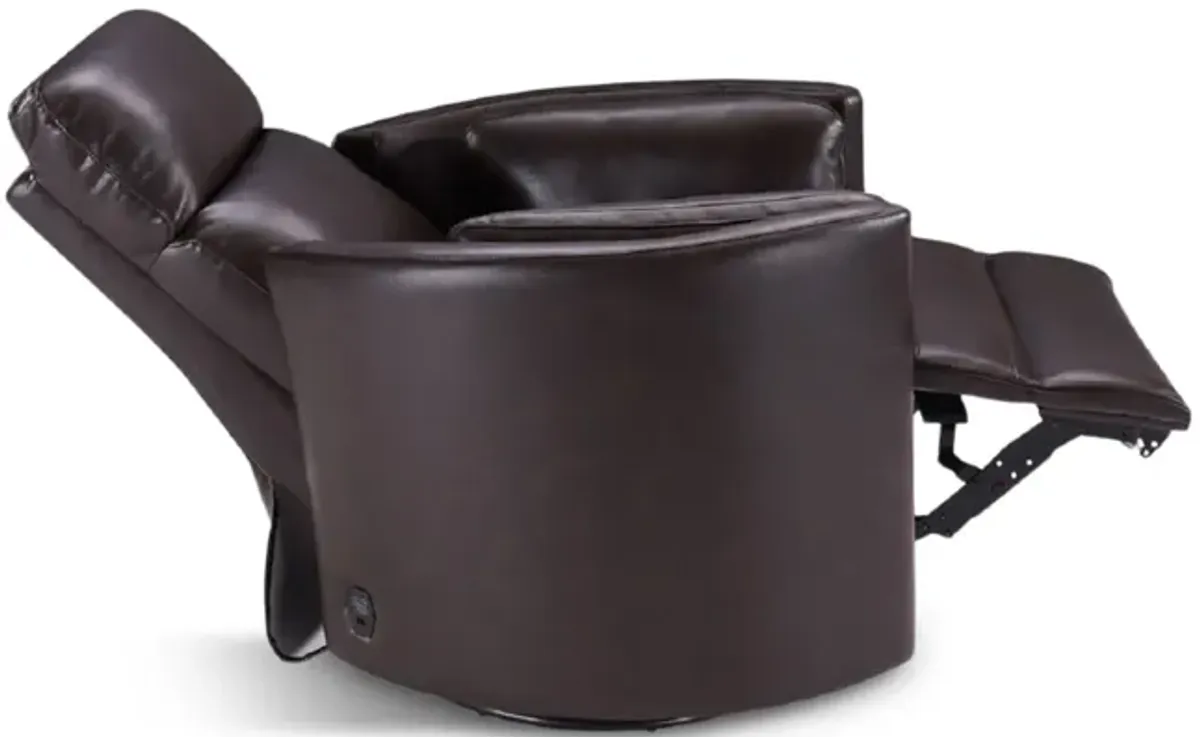 Stuart Leather Power Swivel Recliner - Brown