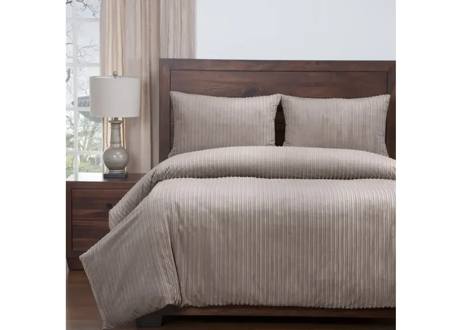 Downy Queen Duvet Set - Taupe