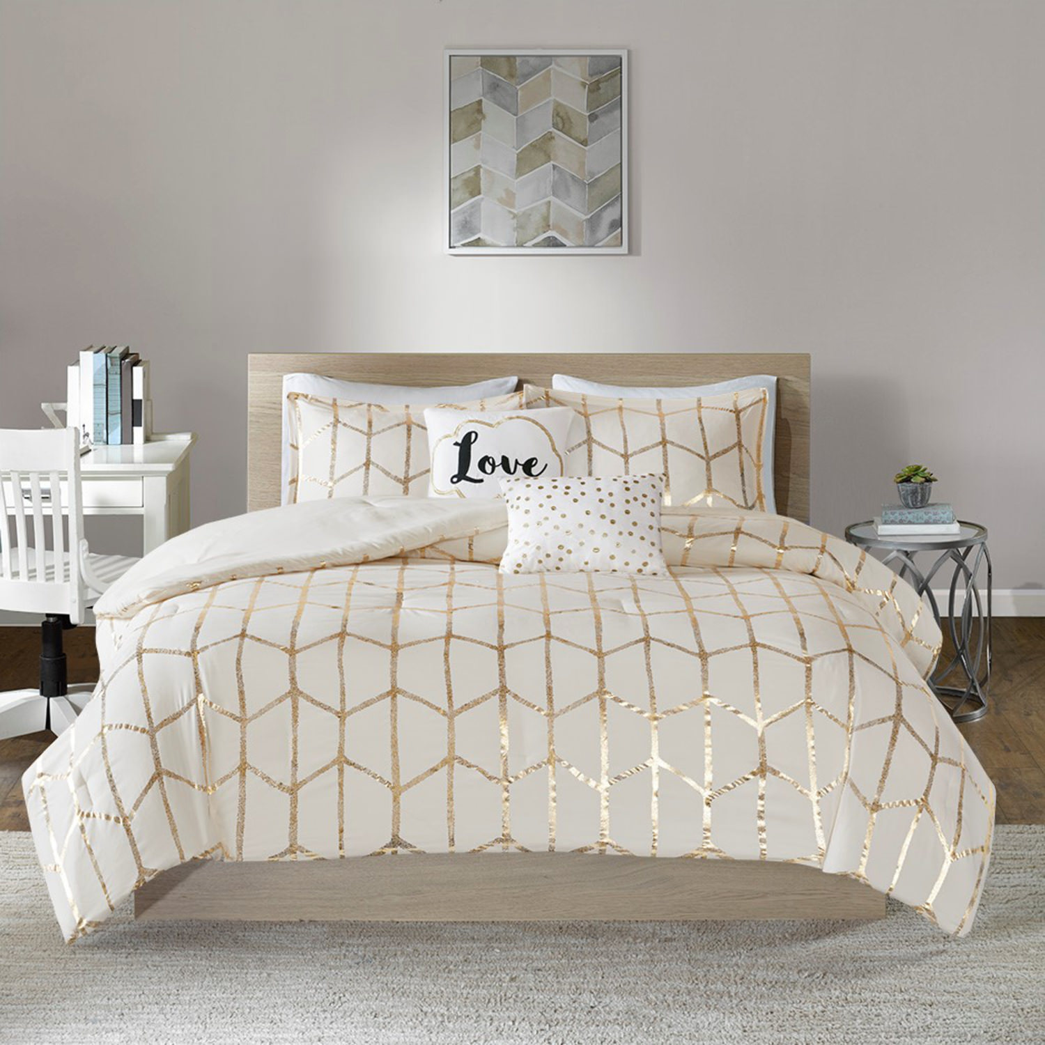 Raina Full Queen Comforter Set - Ivory