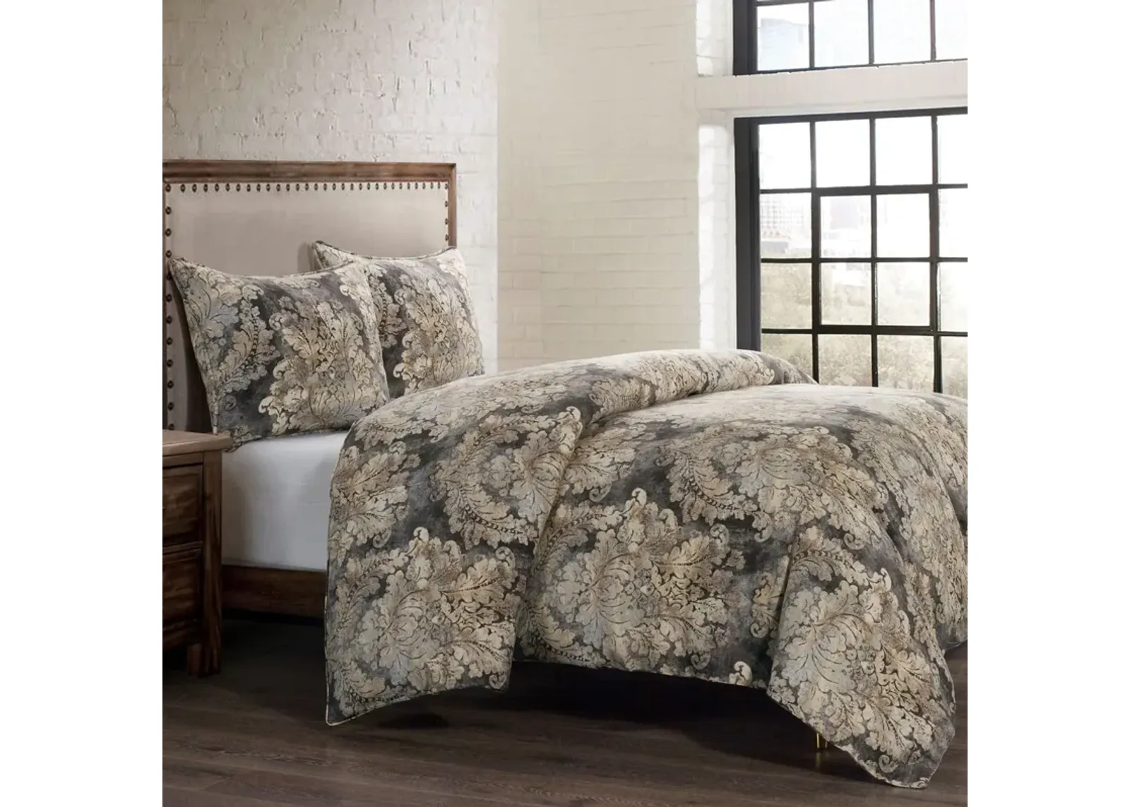 Victoria Damask Super King Duvet Cover Bed Set