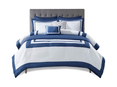 Henrietta 8pc Full Queen Navy Bed Set