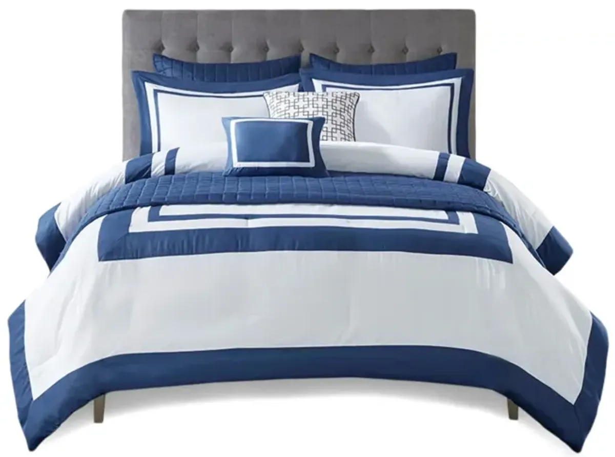 Henrietta 8pc King Navy Bed set