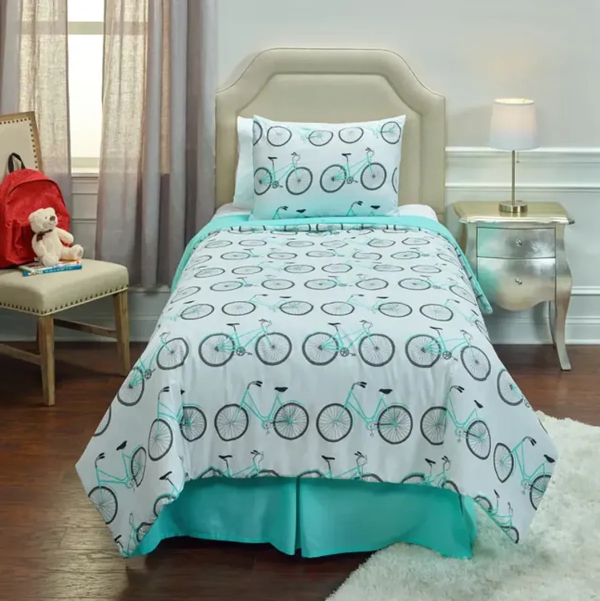 Aqua Bicycle Twin Comforter Set