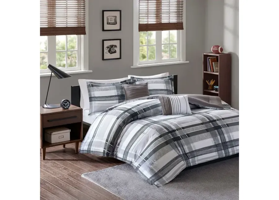 Robert Large Plaid 5 Piece Comforter Set