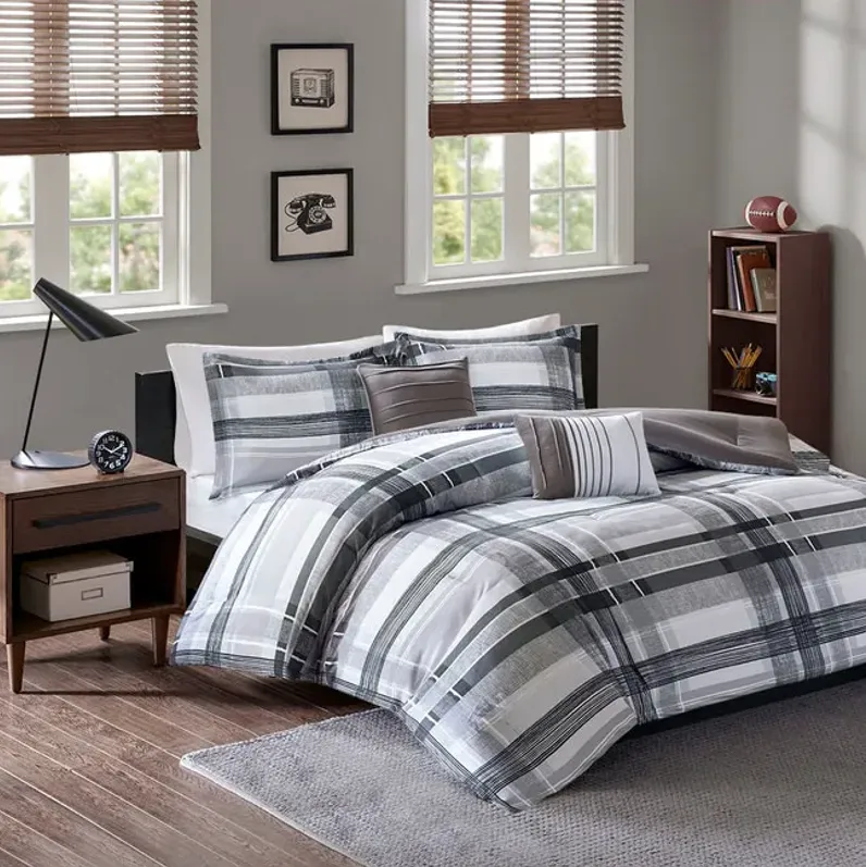 Robert Large Plaid 5 Piece Comforter Set