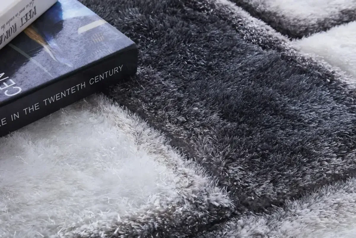 Mateos Shag Grey White Area Rug - 5 0  X 7 0 