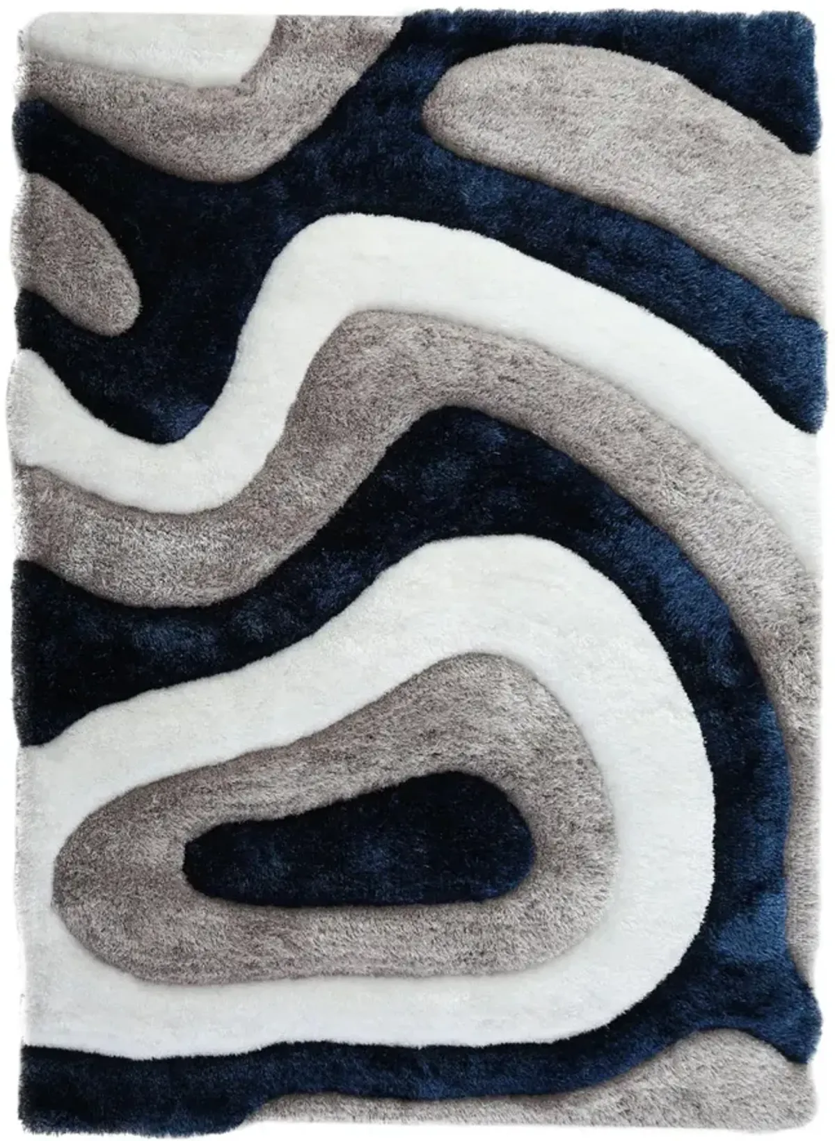 Mateos Grey White Blue Area Rug - 5 0  X 7 0 