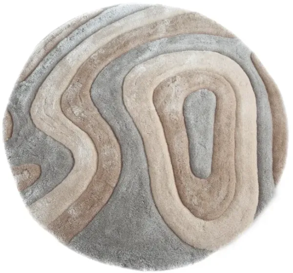 Mateos Silver Grey Carmel - 7 0  Round Area Rug